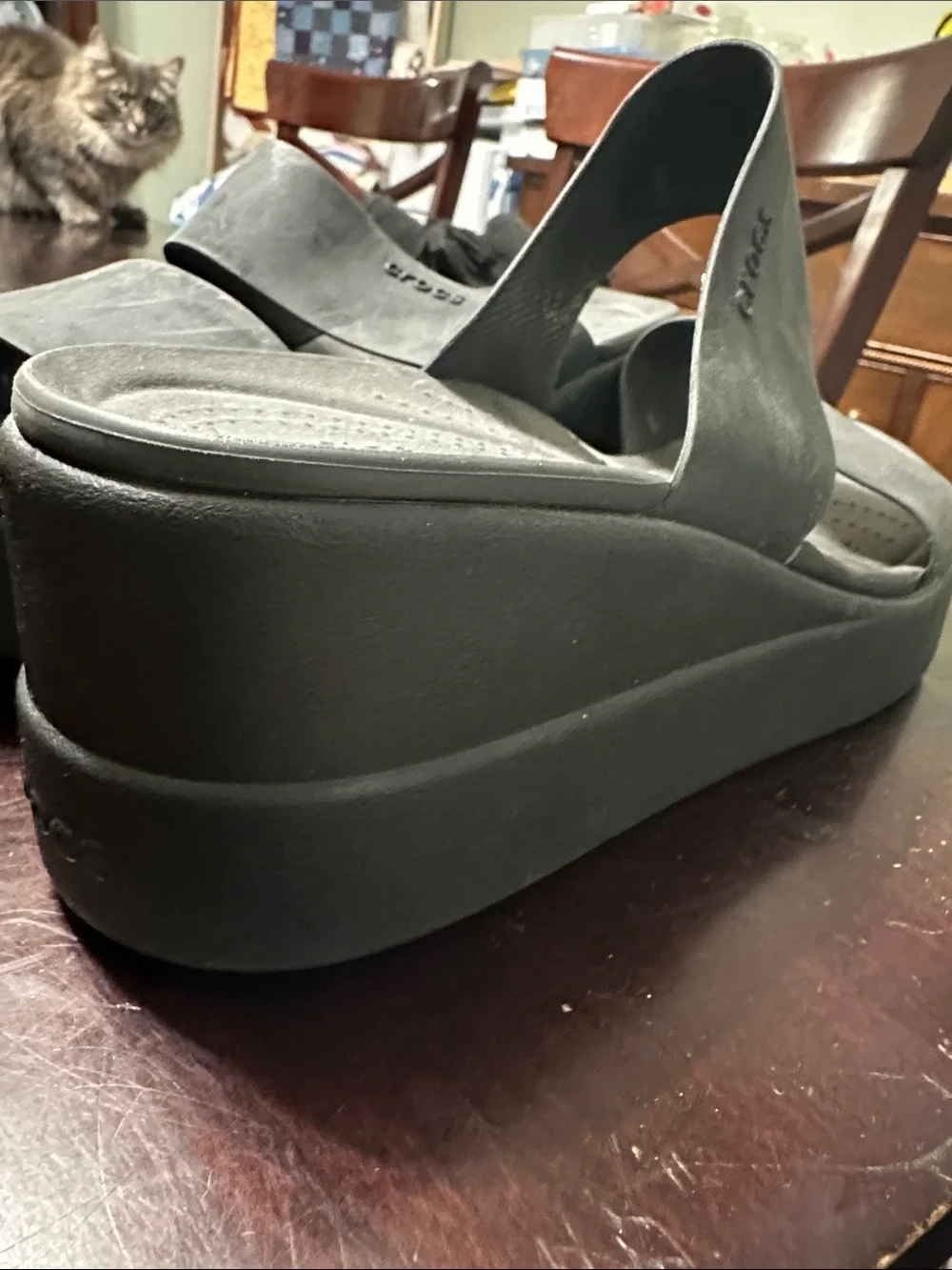 CROCS Women’s Charcoal Double-Strap Wedge Slides